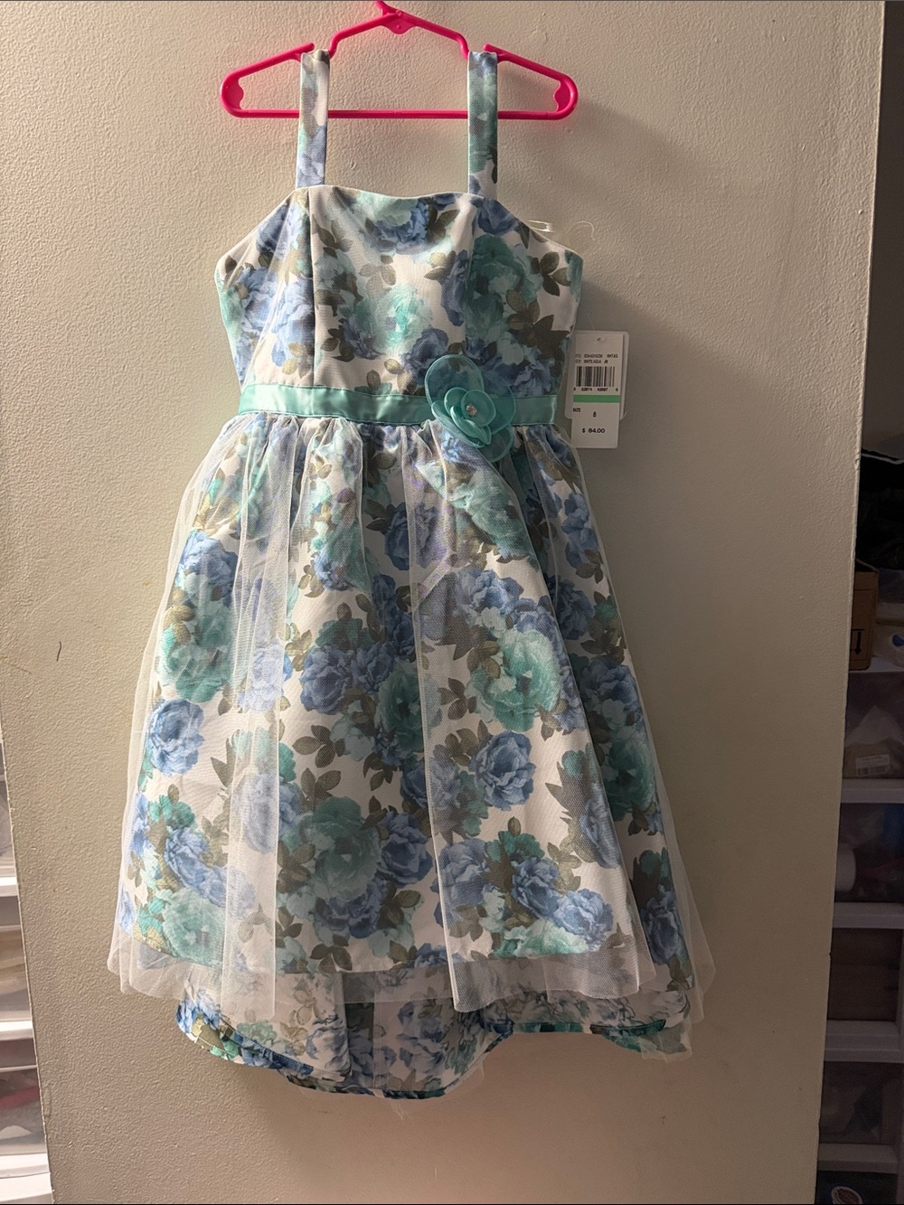 Speechless Aqua and Blue Floral Tulle Party Dress